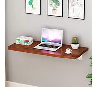 Table murale pliante - Peu encombrante - Pour salle à manger/ordinateur - Taille réglable - Couleur bois rouge/marron/noir/blanc - Facile à installer avec supports