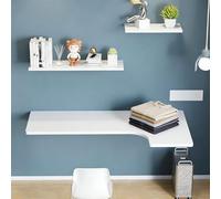 Table Murale Pliante pour Cuisine, Table de buanderie pour Petits espaces, Bureau Mural Flottant avec Supports d'étagère, pour la Maison, Le Bureau (Blanc,100 * 60CM / 39,3 * 23,6IN)