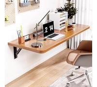 Table murale pliante réglable - Bureau en bois pour cuisine et salle à manger, bureau mural flottant multifonction avec tréteau, idéal pour les petits espaces
