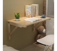 Table murale pliante robuste - Hauteur réglable - Gain de place - Avec étagère intégrée - Pour la maison, le bureau, l'étude, la télévision et l'ordinateur portable - 60 x 40 cm - Marron
