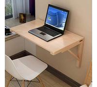 Table Murale Rabattable Table Pliante Murale, Table à abattant Murale en Bois Massif, Bureau de Table à Manger de Cuisine Pliante, Bureau d'ordinateur Simple, Table Suspendue, 100 * 50cm/39