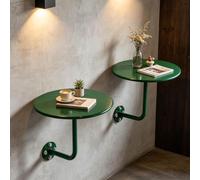 Table Murale Ronde en Métal, Lot de 2 Bar Flottant Gain de Place Noir 30cm
