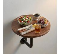 Table Murale Ronde, Table Basse en Bois, Bureau Flottant Peu Encombrant 30-50cm, Table de Bar Fixation Murale pour Maison, intérieur, Table de Chevet Capacité de Charge 15kg
