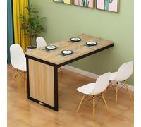 Table murale télescopique invisible et pliable en bois pour cuisine, salle à manger, salon, balcon, petite décoration d'intérieur (noyer clair + noir)