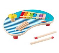 Table Musicale en Bois 3 Instruments Musique : Xylophone, cymbale, Guiro - Bebe, Enfant 2 Ans - activites eveil - Set Jouet fsc + Carte