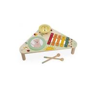 Table musicale en bois Leo le Lionceau bebe - 3 activites instruments : tambour, cymbale, xylophone - Jouet Eveil + carte animaux