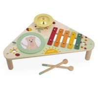 Table Musicale en Bois Leo Le lionceau Bebe - 3 activites Instruments : Tambour, cymbale, Xylophone - Jouet eveil + Carte Tigre