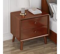 Table nause moderne avec 2 tiroirs et toboggan silencieux pour la chambre à coucher table de chevet minimaliste et table d'appoint de fin pour le salon finition en noyer 45 cm / 17,7 pouces de