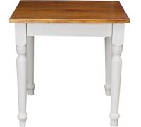 Table Non Extensible Style Champêtre En Bois Massif Structure Blanche Vieillie Sur Plan En Noyer Multicolore
