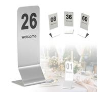 Table Numéro Signe En Acier Inoxydable, 1-25 1-50 Cartes De Place Double Face, Empilable Marque Place Mariage, Numéros De Tableau Pour Restaurants Cafés Bars Mariage(1-50)