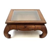 Table opium claire avec vitrine 120x120 cm