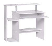 WOHNLING bureau d'ordinateur DENNIS blanc 94 x 90 x 48 cm avec tablette à clavier | Table d'ordinateur portable sans roulettes avec haut | Table PC avec plateau d'imprimante économie d'espace | Bureau pour les petits espac
