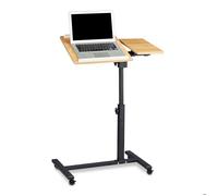 Table ordinateur portable - Relaxdays - Hauteur réglable - 2 surfaces inclinables - 4 roulettes - MDF acier