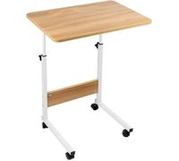 Table ordinateur - Table Roulant de Lit Hauteur Réglable - avec 4 roulettes Verrouillables - 60X40X62-85 cm - Beige