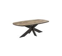 Table Ovale 200cm Aspect Bois Piètement Araignée Métal Noir - TROPIX -