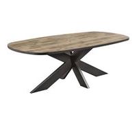 Table Ovale 200cm Aspect Bois Piètement Araignée Métal Noir - TROPIX - ALTOBUY Marron G