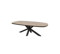 Table Ovale 200cm Aspect Bois Piètement Etoile Métal Noir - CANYON -