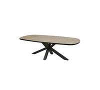 Table Ovale 200cm Aspect Bois Piètement Etoile Métal Noir - FRANK -