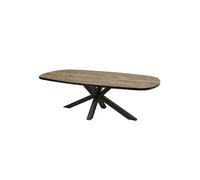 Table Ovale 200cm Aspect Bois Piètement Etoile Métal Noir - TROPIX -