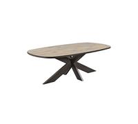 Table Ovale 230cm Aspect Bois Piètement Araignée Métal Noir - CANYON -