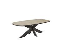 Table Ovale 230cm Aspect Bois Piètement Araignée Métal Noir - FRANK -