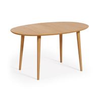 Table ovale extensible Oqui en placage de chêne Ø140