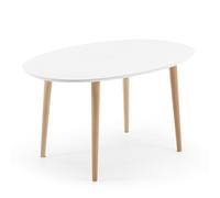 Table ovale extensible Oqui, MDF laqué blanc, profondeur 90 cm