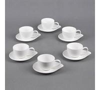 PETALE Tasse café 20 cl avec sous-tasse en porcelaine blanche - Les 4 TABLE PASSION
