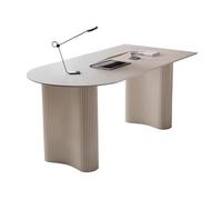 Table PC Bureau d'ordinateur portable White Rock Slab avec jambes en fonte élégantes, bureau d'écriture moderne et coiffeuse à domicile, bureau de chambre à coucher bureau (M)