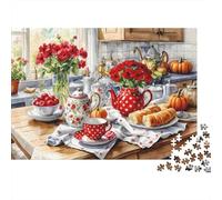 Table Petit Déjeuner Cuisine Puzzle 1000 Pièces Papier pour Adultes Thé Champêtre Jeu de Puzzle 1000 Pièces Décor Maison Cadeau 52x38cm/1000pcs