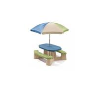 Table picnic avec parasol haut socle beige