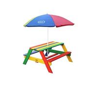 AXI Table de pique-nique Nick – Bois, avec parasol multicolore, 95×97×48 cm – Enfant