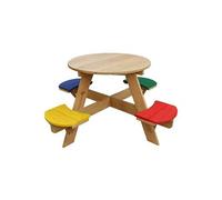 AXI Table de pique-nique UFO ronde en bois pour enfants Arc-en-ciel 20x120x56 cm 4 sièges