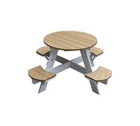 AXI UFO Table de Pique Nique ronde pour enfants en bois | Table ronde enfant pour le jardin en marron et blanc avec 4 sièges