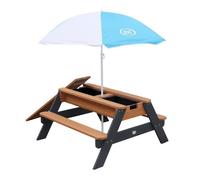 Table Pique Nique Anthracite et Marron - AXI Nick - Table d'eau avec Couvercle, Boîtes de Rangement & Parasol