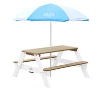 Table Pique Nique Avec Parasol Marron / Blanc Table De Jeu Enfant Pour Le Jardin - Axi Nick