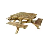 Table pique-nique carrée en bois premium - Longueur 2,16 m