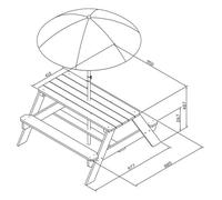 AXI Table pique-nique Nick en bois avec parasol pour jardin Marron & Blanc 95 x 97 x 48 cm