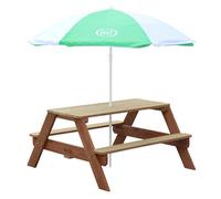 AXI Table de pique-nique Nick en bois avec parasol marron et noir pour le jardin 95 x 97 x 48 cm