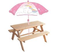 Table en Bois pour Pique-Nique avec Parasol Licorne