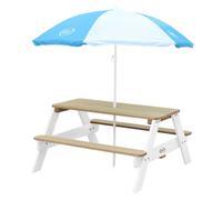 AXI Table pique-nique Nick en bois avec parasol pour jardin Marron & Blanc 95 x 97 x 48 cm