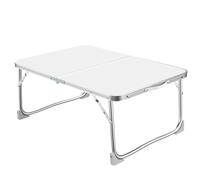 Table Pique-Nique Pliante 60x40x26cm, Table Camping Aluminium Tube Carré Stable, Plateau MDF Design Bois Facile à Essuyer, Petite Station Repas Portable pour Parcs Festivals et Plage, Blanc
