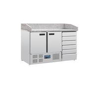 Table Pizza Réfrigérée 2 portes 6 tiroirs dessus marbre
