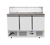 Table Pizza Réfrigérée avec Vitre en Verre - 7 Bacs GN 1/3 - Atosa - R600a3 Portes1365Pleine