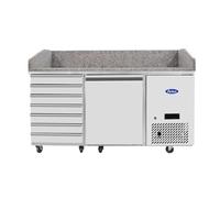 Table Pizza Réfrigérée Tropicalisée - 1 porte 7 tiroirs à pâtons - Atosa - R600aAcier inoxydable1 Porte1510Pleine