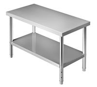 VEVOR Table de préparation en acier inoxydable, 122 x 61 x 86 cm, table de travail en métal robuste avec étagère inférieure réglable, 250 kg, commercial pour cuisine, restaurant, garage, arrière-cour