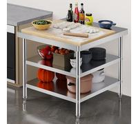 Table Plan de Travail Inox Table De Travail De Cuisine 80cm Haut, Tables De Préparation Des Aliments En Acier Inoxydable, Tables De Travail Et Postes De Travail Commerciaux, Avec Rangement(3 tier,LxW