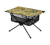 Table plateau style ethnique cachemire noix de cajou fleur jambon tatouage table d'appoint de camping légère avec sac de rangement pour camping, randonnée, pique-nique en plein air