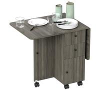 Table pliable 4 personnes - rangements - aspect bois anthracite