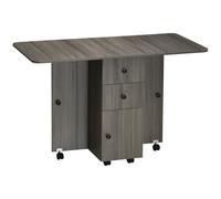 Table Pliable 4 Personnes - Rangements - Aspect Bois Anthracite Gris